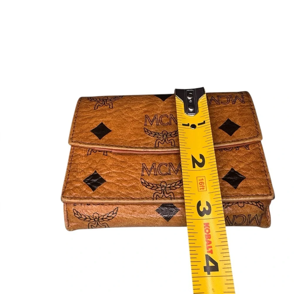MCM Cognac Visetos Trifold Wallet